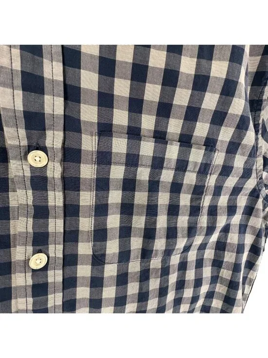 Abercrombie & Fitch Blue White Gingham Shirt Check Button Up Stretch M Mens - Picture 8 of 15